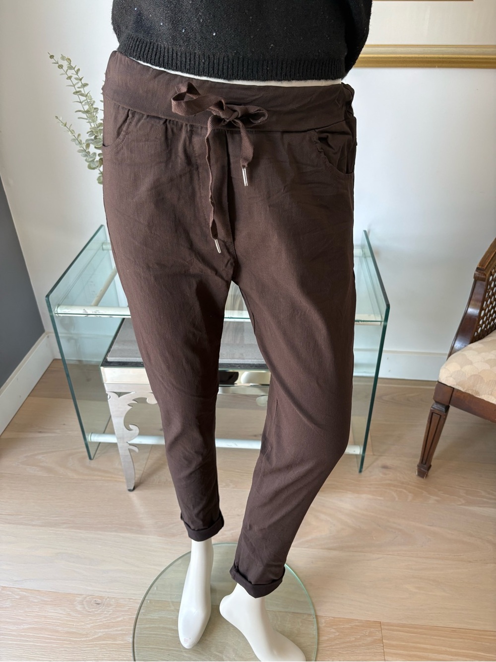 Men's Casual Drawstring Pants - Brown
